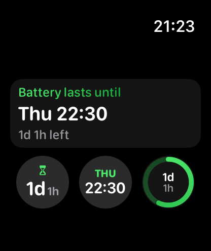 Lasts Until complication with Minimal, Lasts Until and Time Left circles